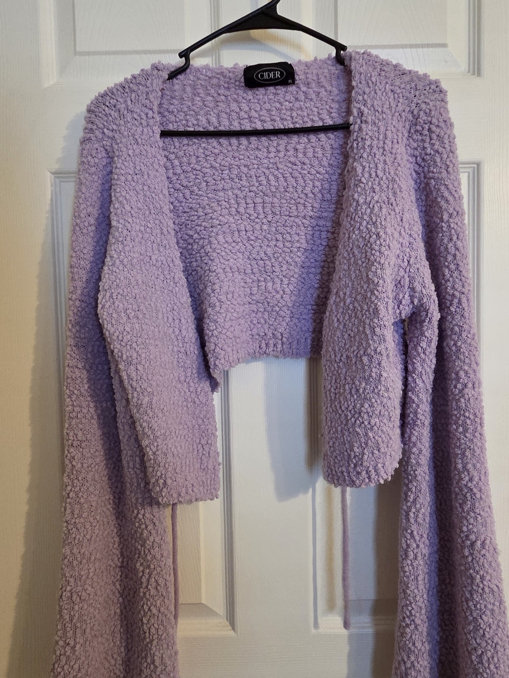 Cider Lavender Popcorn Knit Cropped Cardigan